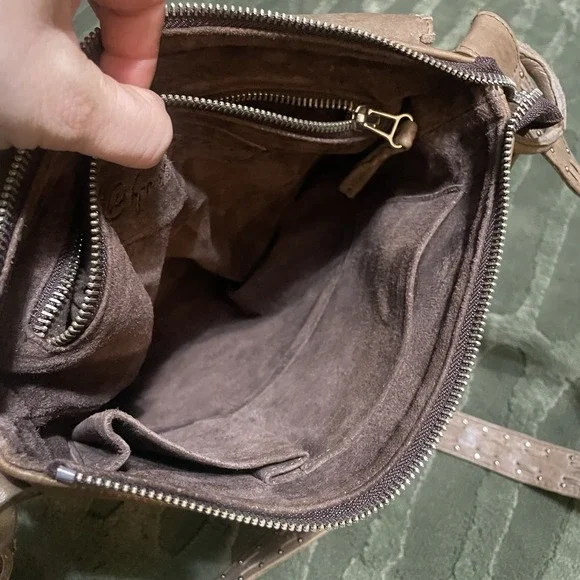 Christiansen Vintage Studded Leather Crossbody Brown Bag Bohemian 70' Hippie - Picture 7 of 13